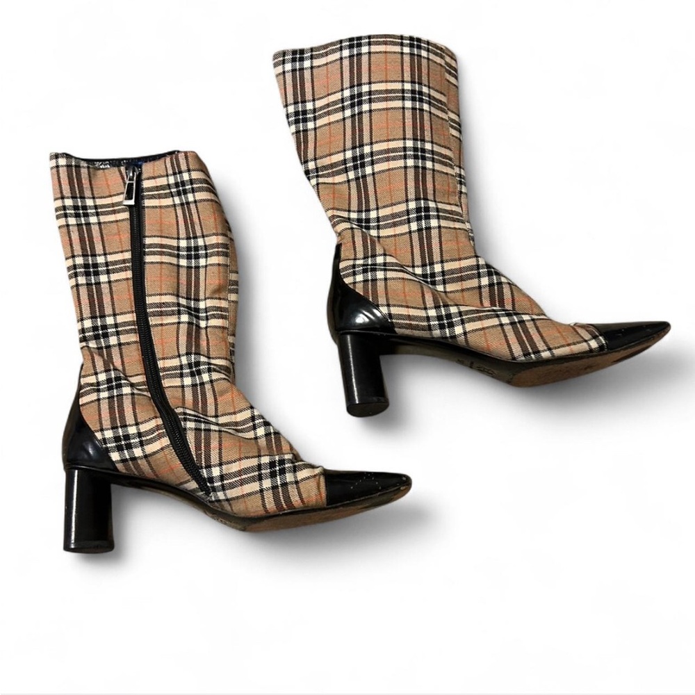Burberry Plaid Tan and Black Women's Boots